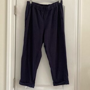 Eileen Fisher Blue Organic Cotton Stetch Jersey Cuffed Pant XS